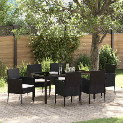 Tuin Eettafelset Met Kussen 7 Pcs Poly Rattan 6-persoons