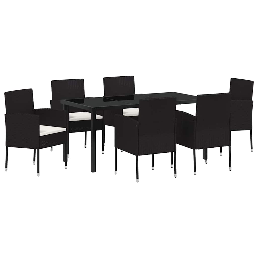 Tuin Eettafelset Met Kussen 7 Pcs Poly Rattan 6-persoons