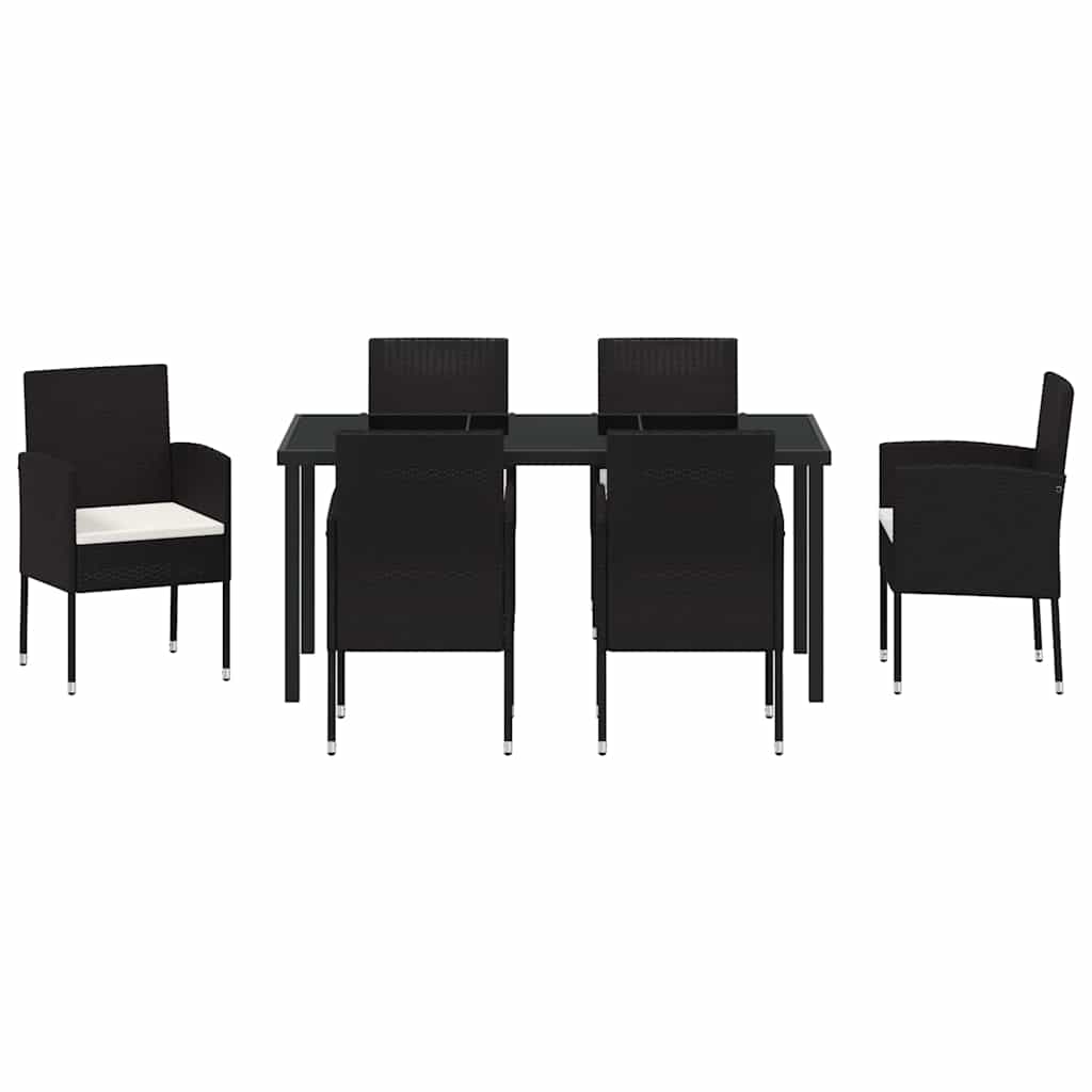 Tuin Eettafelset Met Kussen 7 Pcs Poly Rattan 6-persoons