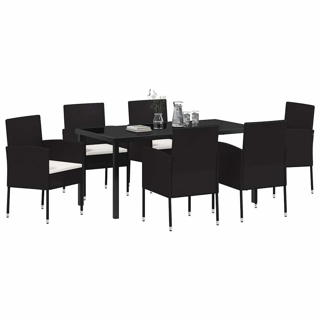 Tuin Eettafelset Met Kussen 7 Pcs Poly Rattan 6-persoons