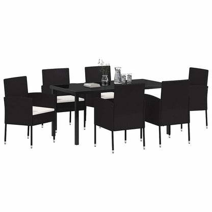 Tuin Eettafelset Met Kussen 7 Pcs Poly Rattan 6-persoons