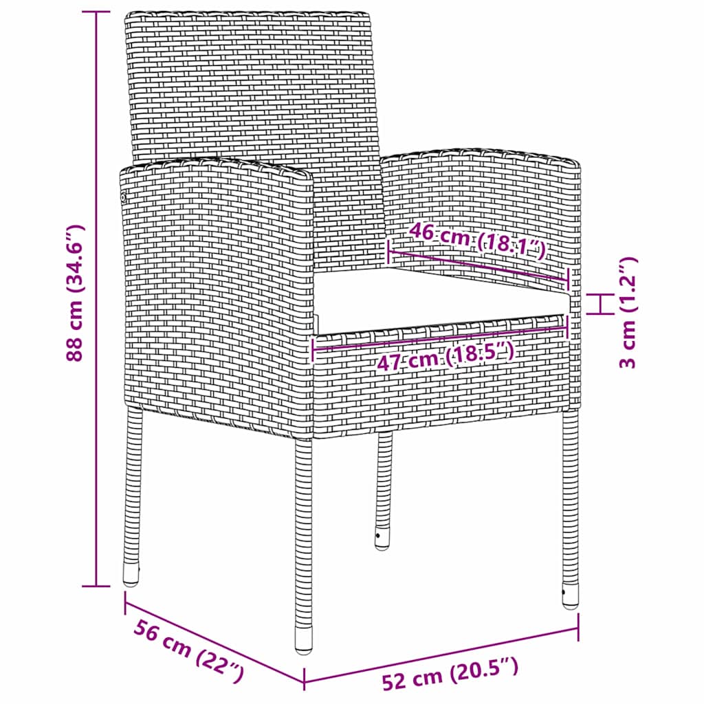 Tuin Eettafelset Met Kussen 9 Pcs Poly Rattan 8-persoons Zwart en crèmewit 200 cm
