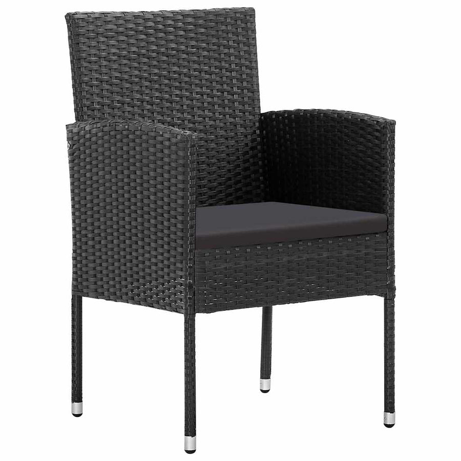 Tuin Eettafelset Met Kussen 9 Pcs Poly Rattan 8-persoons Zwart 200 cm