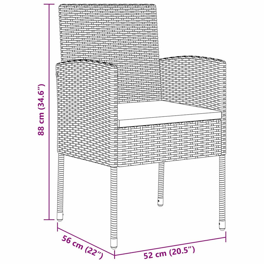 Tuin Eettafelset Met Kussen 9 Pcs Poly Rattan 8-persoons Zwart 200 cm