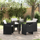 Tuin eettafelset poly rattan zwart met kussens