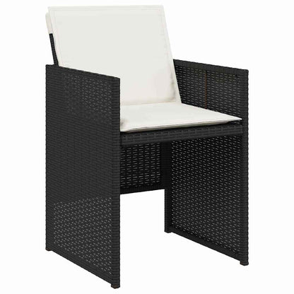 Tuin Eettafelset Met Kussen 5 Pcs Poly Rattan Zwart en crèmewit 140 cm