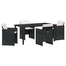 Tuin Eettafelset Met Kussen 5 Pcs Poly Rattan Zwart en crèmewit 160 cm