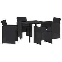Tuin eettafelset met kussen 5 pcs Zwart poly rattan