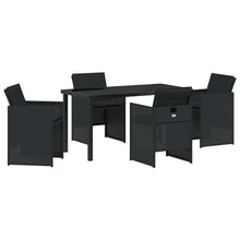 Tuin eettafelset met kussen 5 pcs Zwart poly rattan