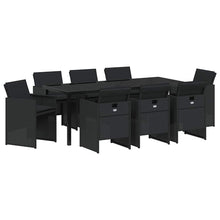 Tuin Eettafelset Met Kussen 9 Pcs Zwart Poly Rattan