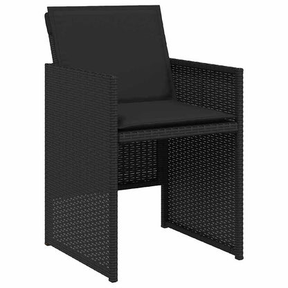 Tuin Eettafelset Met Kussen 9 Pcs Zwart Poly Rattan