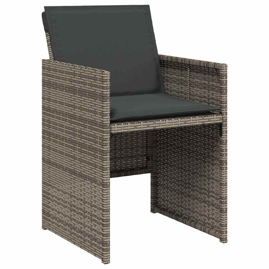 Tuin eettafelset met kussen 9 pcs Grijs poly rattan