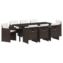 Tuin Eettafelset Met Kussen 9 Pcs Bruin Poly Rattan
