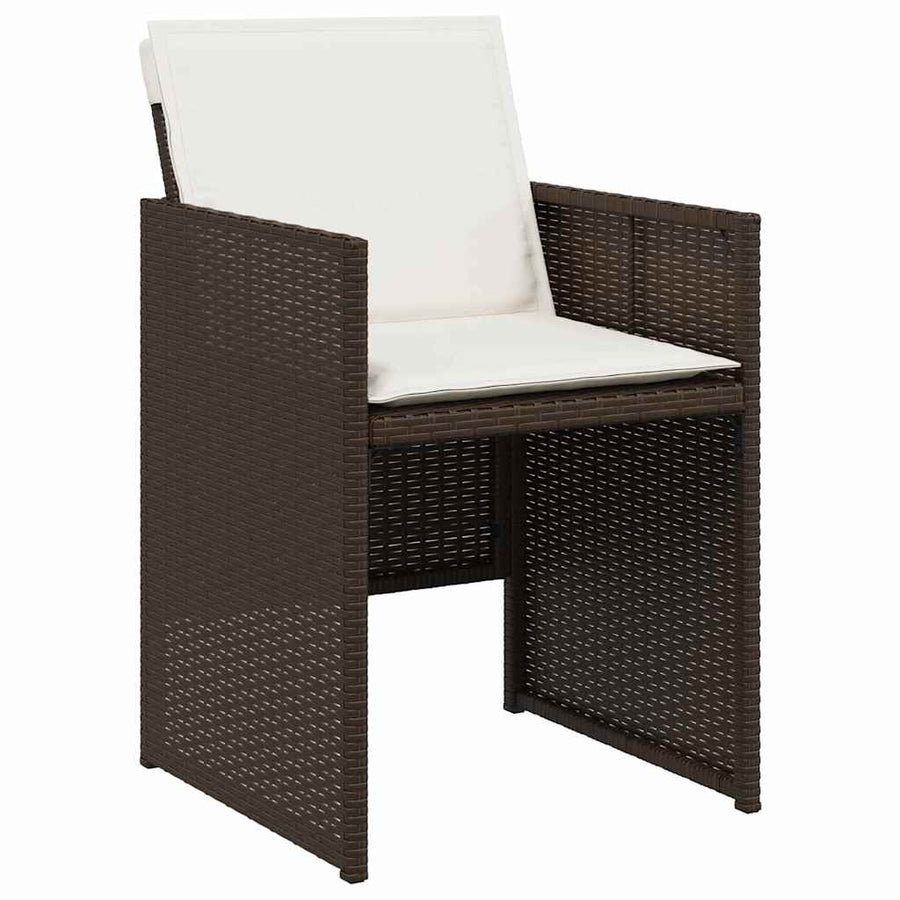Tuin Eettafelset Met Kussen 9 Pcs Bruin Poly Rattan
