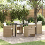 Tuin eettafelset poly rattan beige 160x80x73 cm
