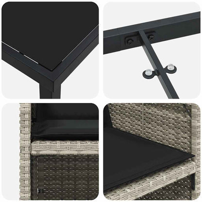 Tuin Eettafelset Met Kussen 9 Pcs Lichtgrijs Poly Rattan
