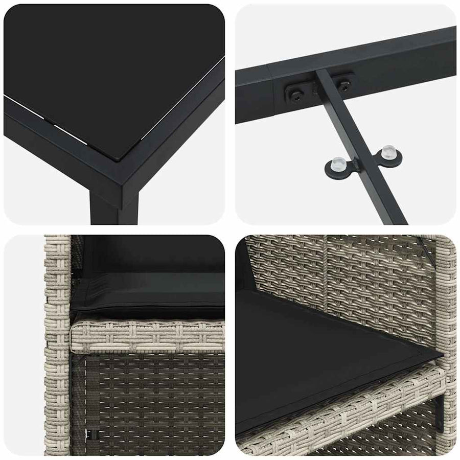 Tuin Eettafelset Met Kussen 9 Pcs Lichtgrijs Poly Rattan