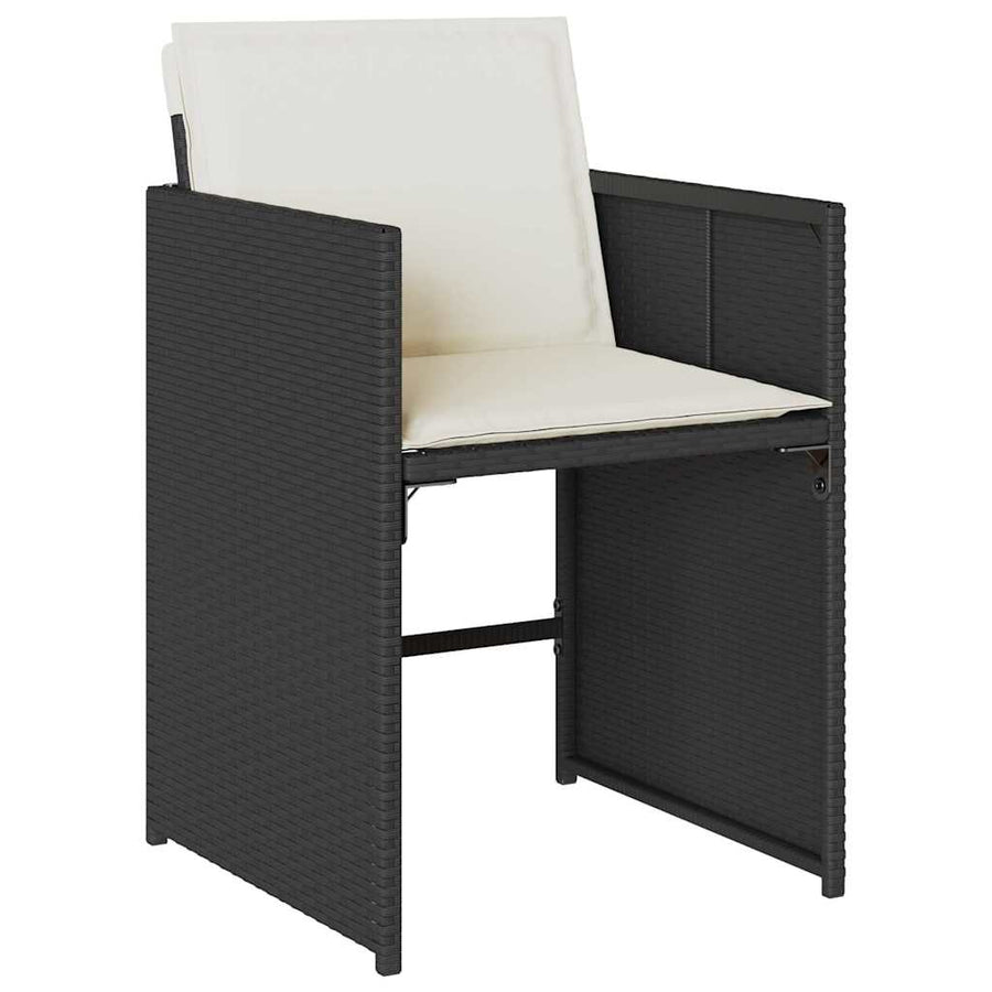 Tuin Eettafelset Met Kussen 9 Pcs Zwart Poly Rattan