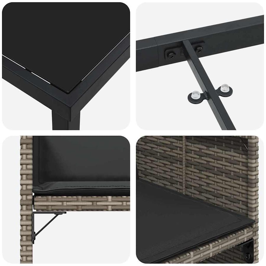 Tuin Eettafelset Met Kussen 9 Pcs Grijs Poly Rattan