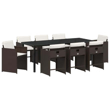 Tuin Eettafelset Met Kussen 9 Pcs Bruin Poly Rattan