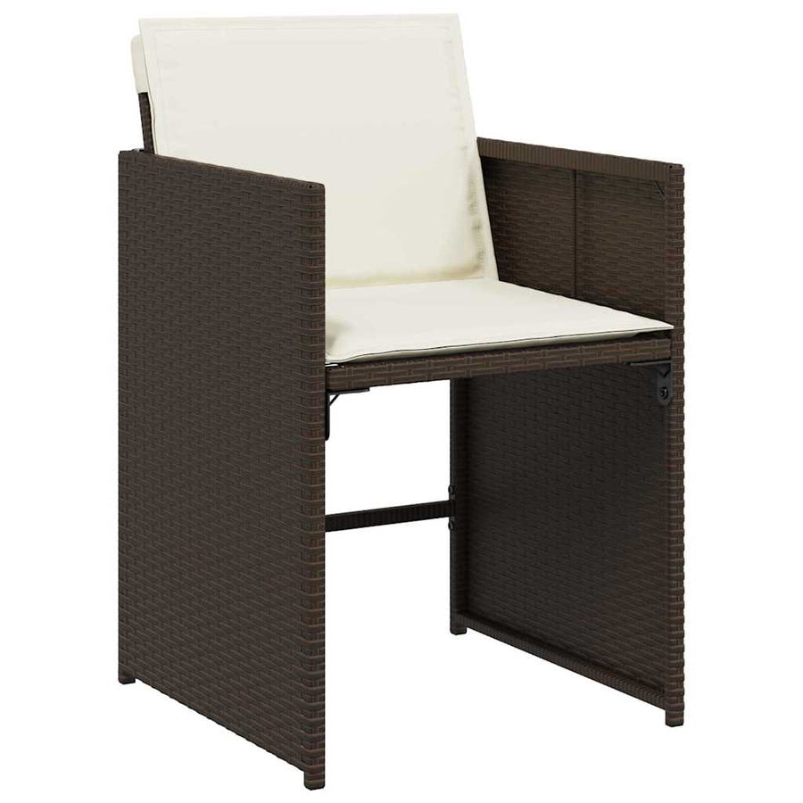 Tuin Eettafelset Met Kussen 9 Pcs Bruin Poly Rattan