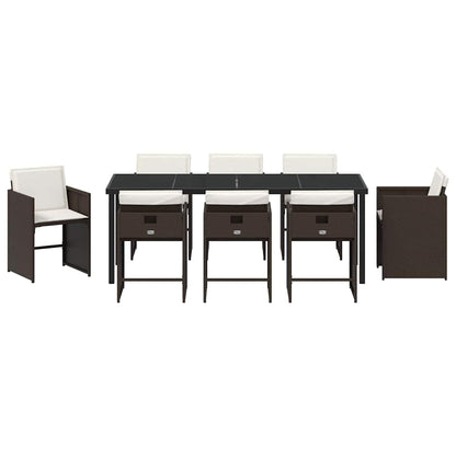 Tuin Eettafelset Met Kussen 9 Pcs Bruin Poly Rattan