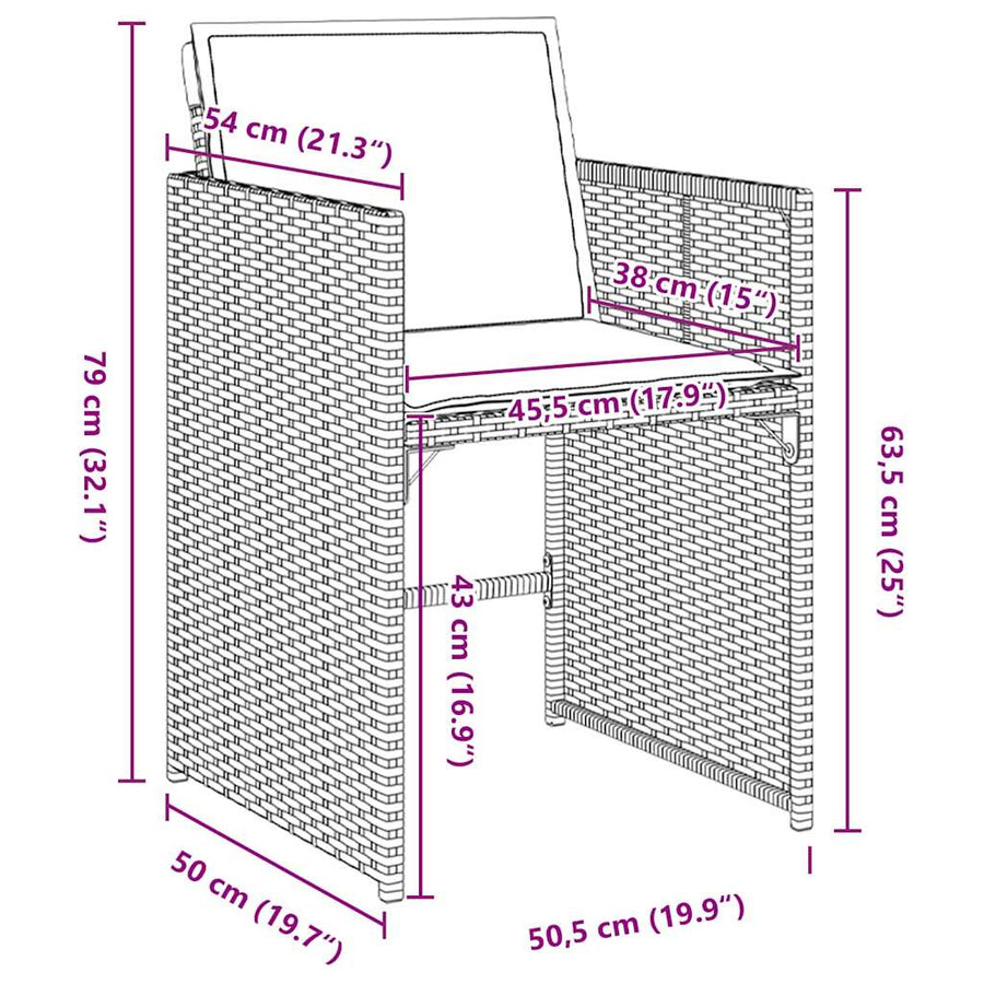 Tuin Eettafelset Met Kussen 9 Pcs Beige Poly Rattan