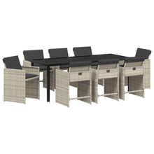 Tuin Eettafelset Met Kussen 9 Pcs Lichtgrijs Poly Rattan