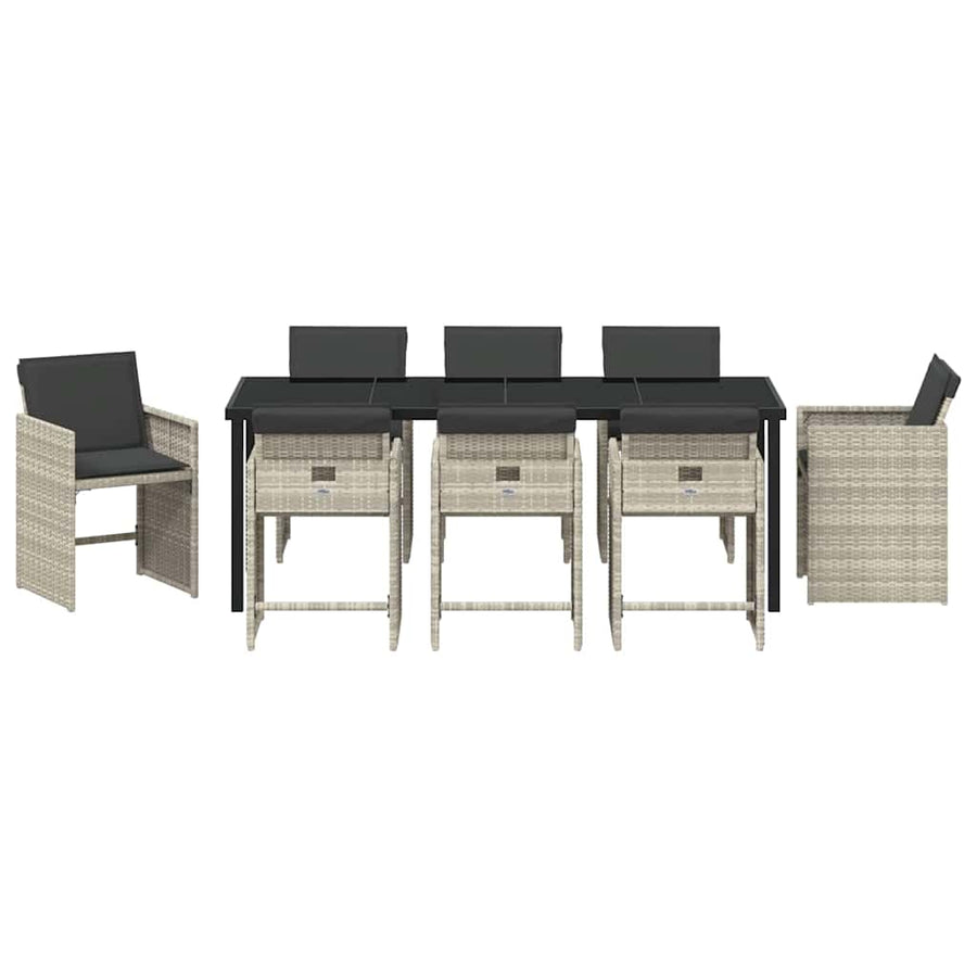Tuin Eettafelset Met Kussen 9 Pcs Lichtgrijs Poly Rattan