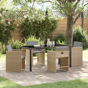 Tuin eettafelset 160x80x73 cm poly rattan beige