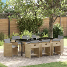 Tuin Eettafelset Met Kussen 9 Pcs Beige Poly Rattan