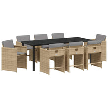 Tuin Eettafelset Met Kussen 9 Pcs Beige Poly Rattan