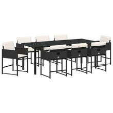 Tuin Eettafelset Met Kussen 9 Pcs Zwart Poly Rattan