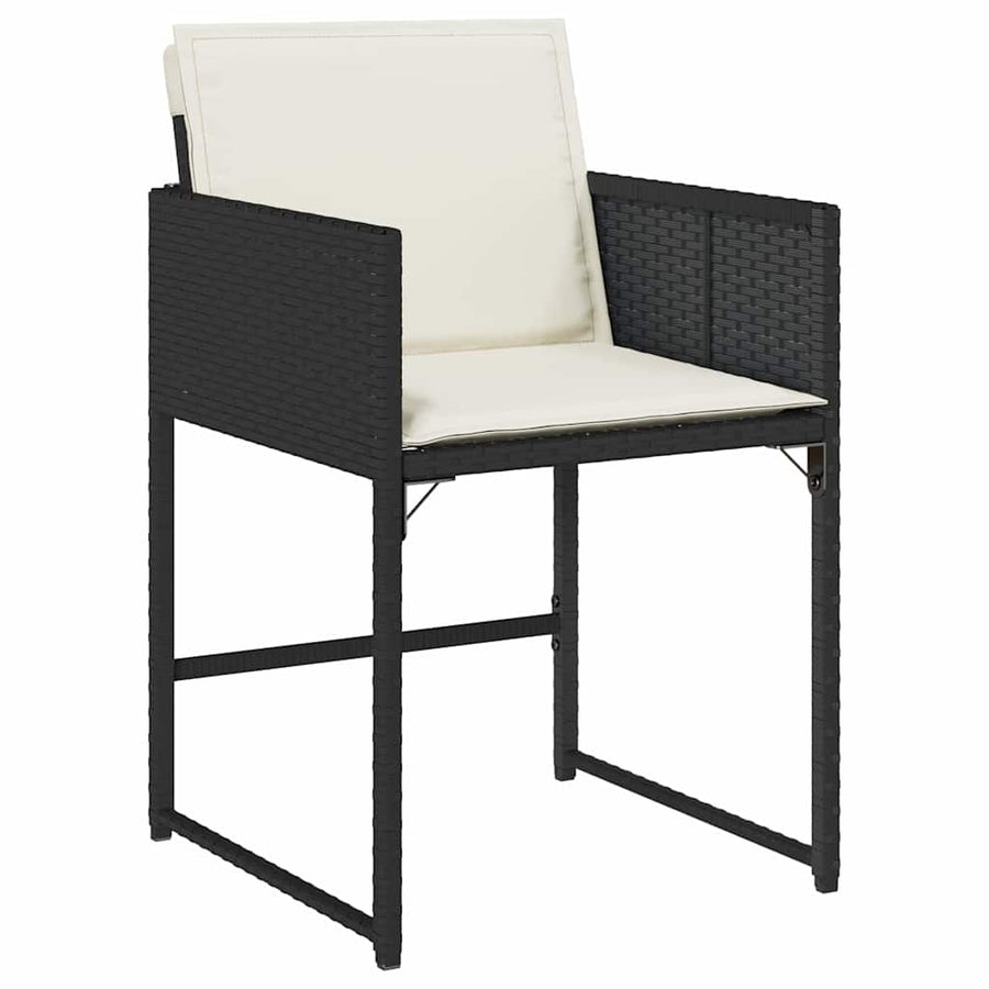 Tuin Eettafelset Met Kussen 9 Pcs Zwart Poly Rattan