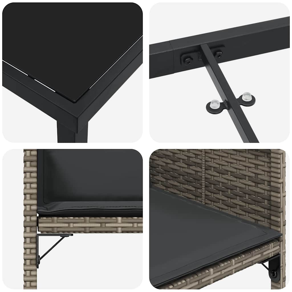 Tuin Eettafelset Met Kussen 9 Pcs Grijs Poly Rattan