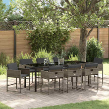 Tuin Eettafelset Met Kussen 9 Pcs Grijs Poly Rattan