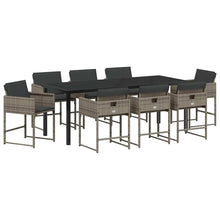 Tuin Eettafelset Met Kussen 9 Pcs Grijs Poly Rattan