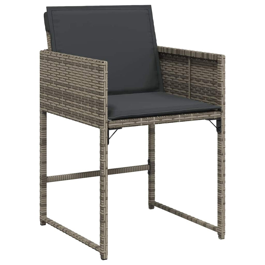 Tuin Eettafelset Met Kussen 9 Pcs Grijs Poly Rattan
