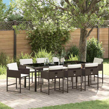Tuin Eettafelset Met Kussen 9 Pcs Bruin Poly Rattan