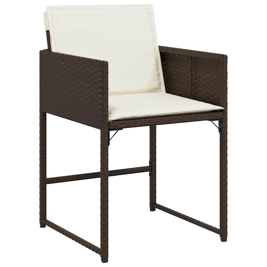 Tuin Eettafelset Met Kussen 9 Pcs Bruin Poly Rattan