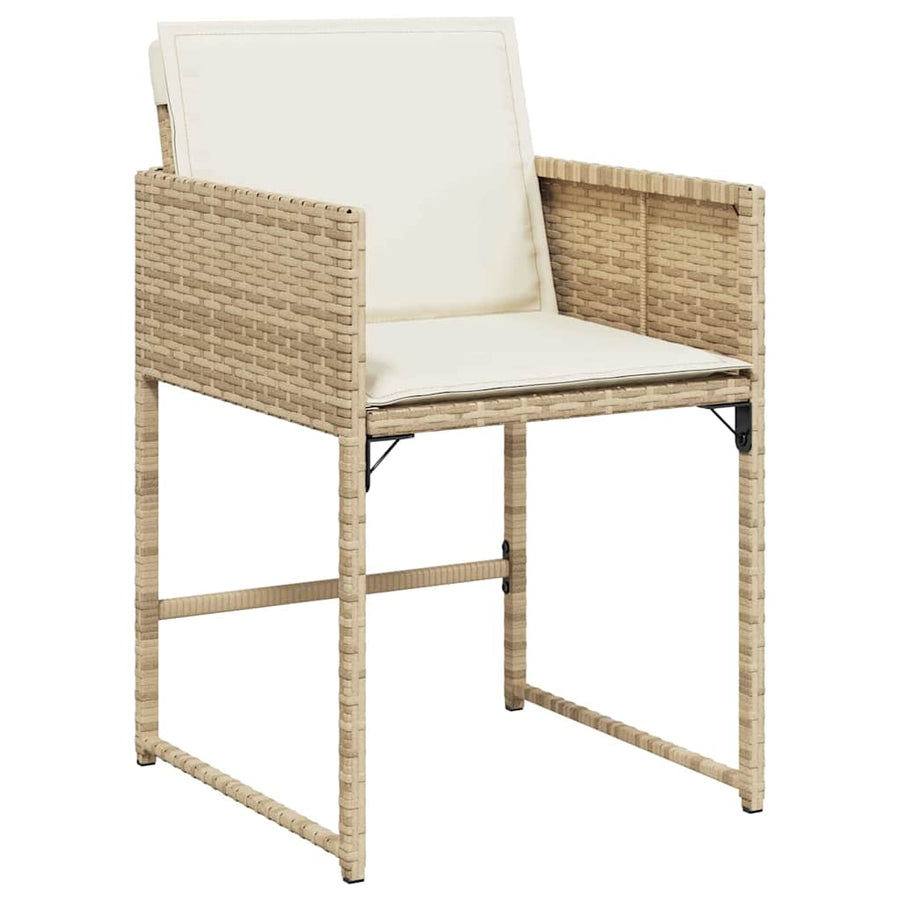 Tuin Eettafelset Met Kussen 9 Pcs Beige Poly Rattan