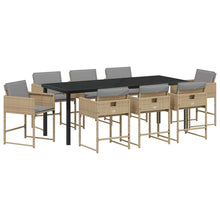 Tuin Eettafelset Met Kussen 9 Pcs Beige Poly Rattan