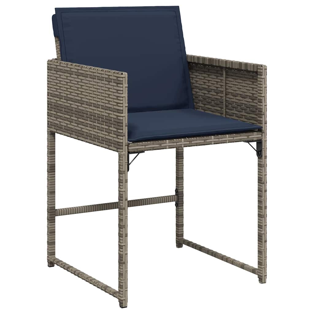 Tuin Eettafelset Met Kussen 9 Pcs Grijs Poly Rattan