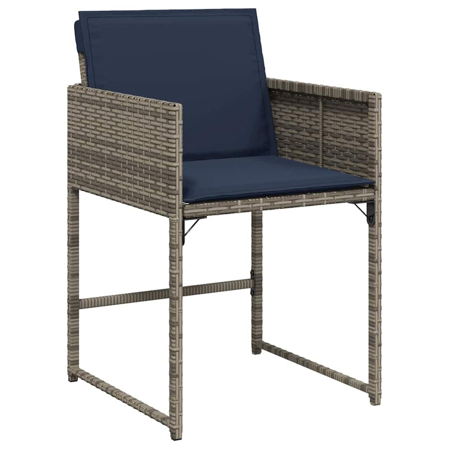 Tuin Eettafelset Met Kussen 9 Pcs Grijs Poly Rattan