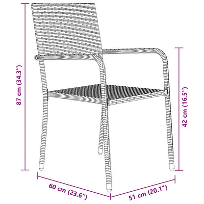 Tuin eettafelset met kussen 5 pcs Zwart poly rattan