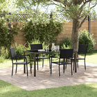 Tuin eettafelset poly rattan 4 personen zwart 160x80x73 cm