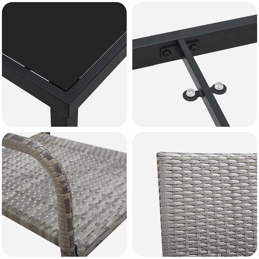 Tuin eettafelset met kussen 5 pcs Grijs poly rattan