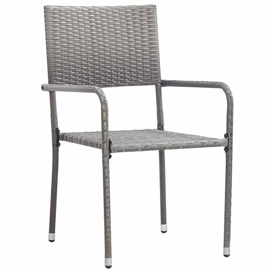 Tuin eettafelset met kussen 5 pcs Grijs poly rattan