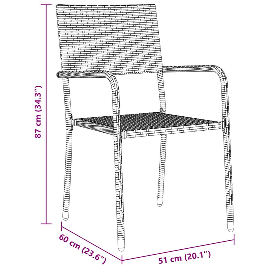 Tuin eettafelset met kussen 5 pcs Grijs poly rattan