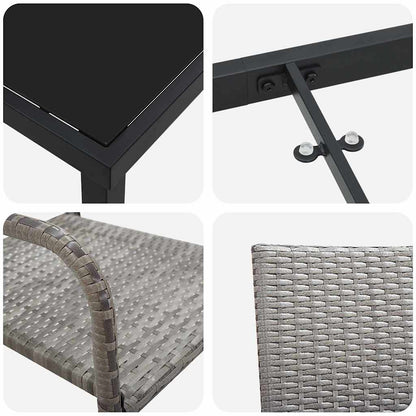 Tuin eettafelset met kussen 5 pcs Grijs poly rattan
